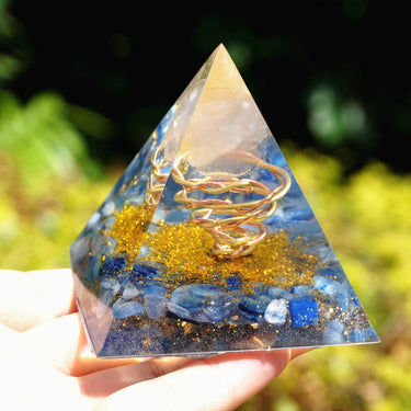#218 - Handmade Rose Quartz & Kyanite- Sri Yantra 'CLARITY' ORGONITE Pyramid